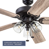 Prominence Home Saybrook Modern Farmhouse 52 Inch Ceiling Fan with Light, LED Ceiling Fan, Tri-Mount Indoor Fan with 5 Blades, Gray Pine and Brown Maple Blade Finish Options, Espresso (51593-01) Prominence Home