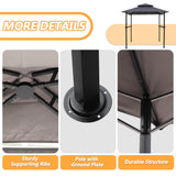 Raysfung 8'x 5' Grill Gazebo Canopy, Outdoor BBQ Gazebo with Led Light, Barbeque Gazebo Shelter for Patio (Grey) Raysfung