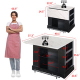 FUSUNBAO Large Kitchen Island with Storage & Power Outlet, Drawer, Adjustable Shelves, Side Open Compartments, and Drop Leaf,Island Table for Kitchen with Footrest,Black FUSUNBAO