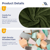 MAXYOYO Bean Bag Chair, Comfy Bean Bag Sofa with Back Support, Faux Fur Bean Bag Chair for Adults and Kids, Stuffed Floor Sofa for Living Room, Bedroom, Apartment, Green MAXYOYO