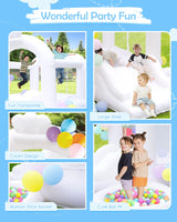White Bounce House, Inflatable Bounce House with Slide&Ball Pit,11x11FT Inflatable Bounce Castle with Air Blower for Wedding Party Kids Birthday Party, Durable Oxford Cloth… (White Bounce House) Step4Fun