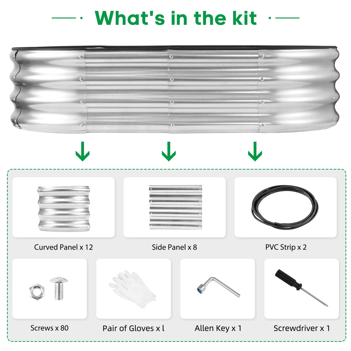 JERIA Raised Garden Bed,Galvanized Raised 2 Pcs 4×2×1ft Planter Boxes Outdoor with Easy Assembly, Large Garden Bed for Vegetables, Fruits, Flower JERIA