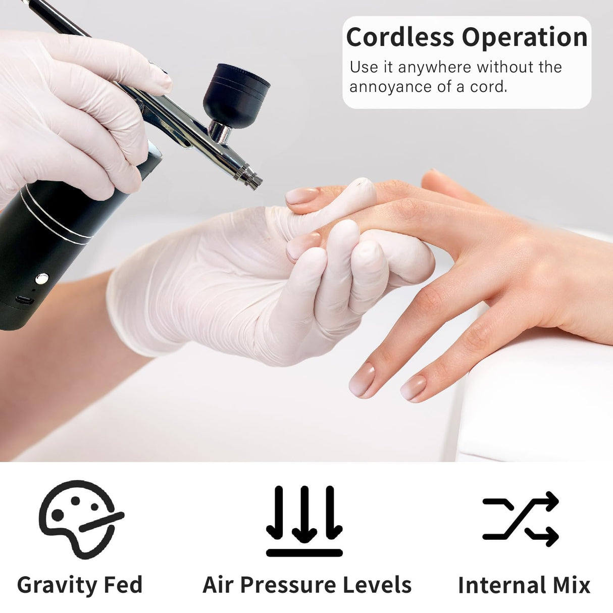 Airbrush,Airbrush kit,Airbrush for Nails, high Pressure, Cordless,Rechargeable,Can be Used for Nail Art, Painting,Skincare, Makeup,Cake Decorating,etc Pautaca