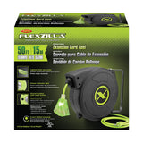 Flexzilla Retractable Extension, 14/3 AWG SJTOW, 50', Grounded Triple Tap Outlet Electric Cord Reel, ZillaGreen, FZ8140503 Flexzilla
