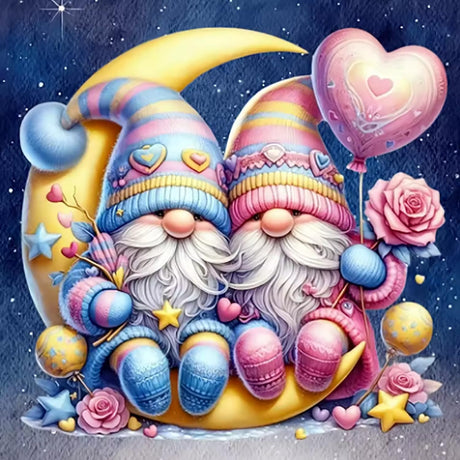 RYMILIE 5D Gnome Diamond Painting Kits for Adults Beginners,DIY Round Drill Diamond Art Kits Full Moon Love,Paint by Diamonds Dot Gem Art Crystal Easy,Home Wall Decor 【11.8x11.8 inch】 RYMILIE