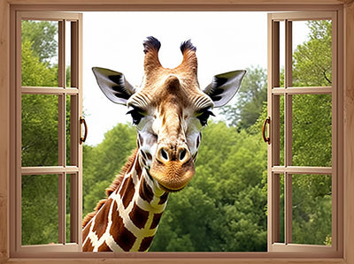MaiYiYi Window Giraffe Diamond Painting Set, 5D Full Round Drill Cute Giraffe Diamond Painting Kit, Giraffes Diamond Art for Beginners Adult Wall Art Decor (40X30 CM)