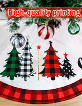 Multiwins Christmas Tree Skirt 48 Inch Red Rustic Xmas Tree Skirt with Snowflake, Black Red Buffalo Plaid Christmas Tree Skirt Ornaments for Merry Christmas Holiday Party Decorations Indoor Outdoor multiwins