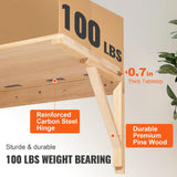 VEVOR Wall Mounted Drop Leaf Tables, Dining, Laundry Room, Office, 31.5" x 23.58" x 17.24" Fold, Solid Wood Floating Desk 31.5x23.6, Wood Color VEVOR