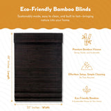 Radiance Cordless Bamboo Roman Shades for Windows - Flatweave Bamboo Blinds for Reduce Bright Light - Easy to Lift & Fold Up Window Shades - Espresso - 39 in. W x 64 in. L - (2208840E) Radiance