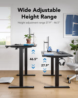 HUANUO 55" x 28" Electric Standing Desk Adjustable Height, 4 Memory Height Settings, Headphone Hook, Cable Manager, Sit Stand Up Desk for Home Office & Computer Workstation, Black HUANUO