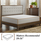 Jocisland Ash Gray Upholstered Queen Size Platform Bed Frame with Tufted Headboard – No Box Spring Needed Jocisland