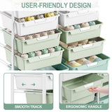 Rolling Storage Cart with 10 Large Drawers, Utility Cart with Wooden TableTop for Craft Organizers, Art Supply Storage, Home Office Organization, Cart with Wheels for Classroom, School, Green SYKIARIOL