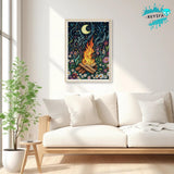 KEYIFA Diamond Painting Abstract Diamond Art Kits for Adults, 5D Round Full Drill Fire Flowers Diamond Painting Kit for Beginner, DIY Gems Art Craft for Home Wall Decor 12x16 inch KEYIFA