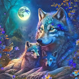 BOHADIY 5D Wolf Diamond Painting Kits for Adults Beginners, Moonlight Diamond Art Kits, Full Drill Crystal DIY Round Night Moon Wolf Family Paint with Diamonds Gem Art Home Wall Decor 12×12 Inch BOHADIY