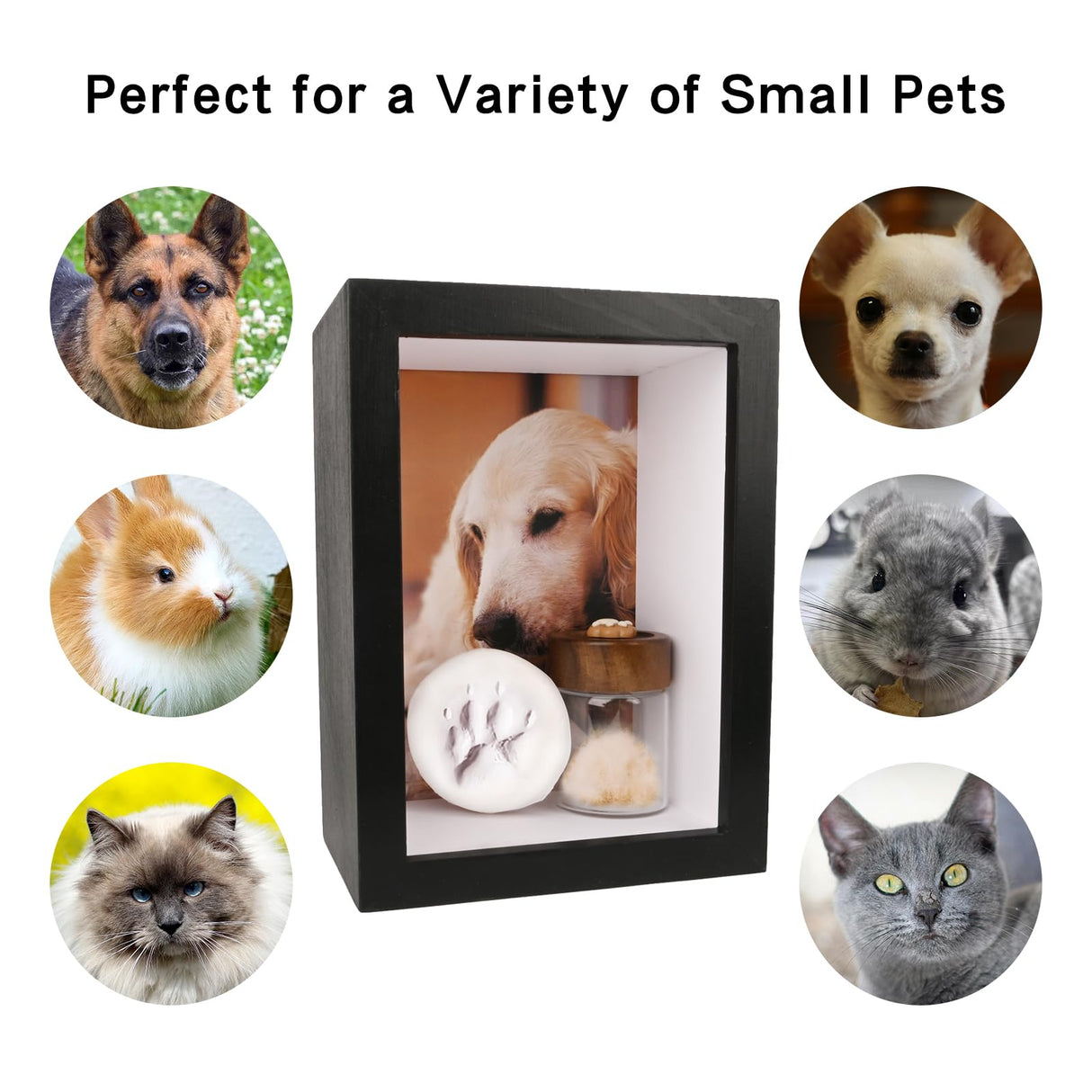 Dog Memorial Shadow Box Frame 5x7 with Paw Print Kit and Fur Keepsake Box Small Pet Memorial Frame Box for Dogs and Cats That Passed Pet Death Sympathy and Remembrance Gift for Pet Owners Yongvelin