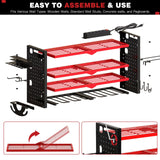 NattyDot Power Tool Organizer Wall Mount with Charging Station 4 Layer 6 Slot Cordless Drill Holder with Angle Grinder Holder (Red) NattyDot