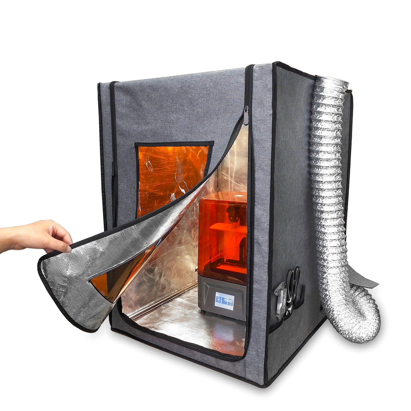 Resin 3D Printer Enclosure with Ventilation, Fire Resistant Fabric UV Block Window, 12V Fan Vent Pipe Pre-Installed, Extract Smoke Smell Keep Warm, for Common LCD 3D Printers - WoodArtSupply