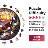Jigfoxy Wooden Puzzles for Adults, Visual 3D Sunset Forest Wood Puzzles Adult, Unique Animal Shape Wooden Jigsaw Puzzles for Adults, Birthday Gifts for Puzzle Lovers, Family (M-11.4 * 11.4in-200pcs) Jigfoxy