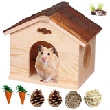 Hamiledyi Guinea Pig Wooden House, Chinchilla Space Natural House with Window Pets Large Hideout Play Hut for Gerbil Ferret Squirrel Rats Mice Hedgehog Hamiledyi