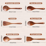 NAYAHOSE Wooden Spoons for Cooking, 6 Pcs Wooden Utensils for Cooking, Natural Teak Wood Non-Stick Cooking Spoons, Wood Utensils Set for Kitchen NAYAHOSE