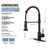 DJS Kitchen Faucets with Pull Down Sprayer Matte Black - Dual Mode Setting Single Handle 1 or 3 Holes Commercial Black Kitchen Sink Faucet with Deck Plate for Farmhouse RV Vessel Basin DJS
