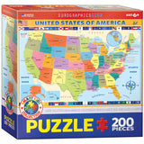 EuroGraphics Map of the United States of America Jigsaw Puzzle (200-Piece) EuroGraphics