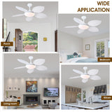 Wiviniya Ceiling Fans with Lights and Remote/APP Control, 48 Inch Tropical Ceiling Fan for Bedroom Living Room, Outdoor Palm Leaf Ceiling Fan for Patios Porch, Dimmable, 6 Speeds, Reversible, White Wiviniya