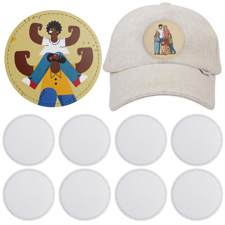 Framendino, 10 Pack Sublimation Patch Round Blank Iron on Patches Leather Hat Patches for Hat Shirt Jeans Framendino