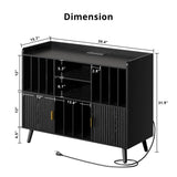 IRONCK Short Bookshelf with Cabinet, Short Bookcase with Doors, Low Bookcases with Charging Station, 2 Shelf Bookcase for Living Room, Office, Black IRONCK
