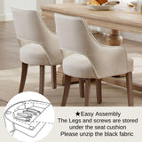 DM Furniture Farmhouse Dining Chairs Set of 2 Linen Kitchen Chairs with Arm Upholstered Accent Side Chair w/Wood Legs for Living Room/Dining Room/Bedroom/Restaurant, Cream DM Furniture