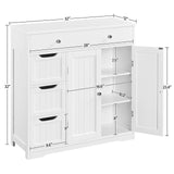 Yaheetech Bathroom Floor Cabinet, Large Storage Space Wooden Organizer with 1 Big Drawer, 3 Small Drawers & 2 Doors, Free-Standing Cupboard for Kitchen/Living Room/Bathroom Use, White Yaheetech