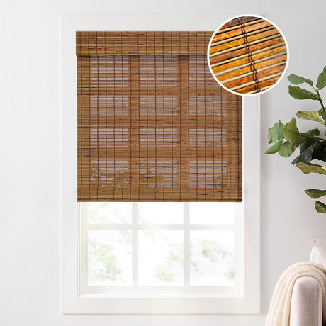Fredesign Bamboo Roman Shades - 22.5" W x 48" H Light Filtering Blinds for Windows, Natural Premium Quality Indoor Blinds for Living Room, Bedroom, or Office Fredesign