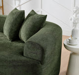 KEIKI 113" Oversized Chenille Curved Modular Sectional Sofa with High-Density Sponge, Upholstered Modern Style 4-Seater Compression Cloud Couch, No Assembly Needed, for Apartment, Living Room, Green KEIKI