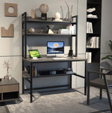 Aquzee Grey Desk with Hutch and Open Bookshelves for Organised Storage Aquzee