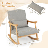 IFANNY Upholstered Rocking Chair, Modern Glider Rocker with Lumbar Pillow & Rubber Wood Legs, Wooden Recliner Rocking Accent Armchair Chair for Living Room, Bedroom, Nursery (1, Grey) IFANNY