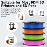 WEEDO PLA Filament 1.75mm Bundle for 3D Printer, 4 Rolls of 200g Bright Green/Orange/Gemstone Blue/Pink 3D Printer Filament, Dimensional Accuracy ±0.02mm, Clog-Free, Smoothly Feeding, Tangle-Free WEEDO