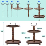 Urban Deco Wooden Decorative Tray Two Tiered Tray Decorations Round Serving Tray with Metal Handle, Wooden Cupcake Stand for Party Tiered Dessert Stand - Dark Brown Farmhouse Wooden Tray Urban Deco