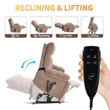 Trustyue Extra Large Dual Motor Power Lift Recliner Chair, Lift Chair with Massage and Heat for Elderly, Lay Flat Recliner, Standing Assistance, Stainless Steel Cup Holders, Chenille Brown Trustyue