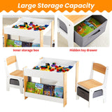 Asweets Kids Table and Chair Set,4 in 1 Toddler Desk with Storage Drawer,Wooden Activity Table for 2 in 1 Detachable Tabletop,Bookshelve,Suitable for Classroom,Home, Nursery, Playroom (Natural White) Asweets