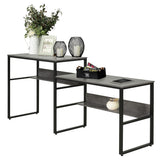 HOMCOM 86.5 Inch Two Person Desk Double Computer Table Writing Desk with Open Shelves Long Storage Workstation for Home Office Gray HOMCOM