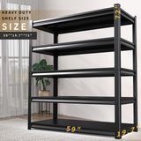2 Pack Garage Shelving Heavy Duty Storage Shelves 3000LBS Adjustable Garage Shelves 5 Tier Metal Shelving Unit Utility Rack Shelf for Storage Kitchen Warehouse Pantry, Black,72" H x 59" W x 20" D AOJUFEO