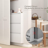 GREATMEET Shoe Cabinet Storage for Entryway, Narrow Shoe Storage Cabinet for Entryway Slim, White Metal Hidden Shoe Cabinet with 3 Flip Drawers, Wall Mounted GREATMEET