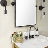 Farmhouse Pivot Rectangle Bathroom Mirror Black Metal Framed Tilting Beveled Vanity Mirrors for Wall 20x30'' TEHOME