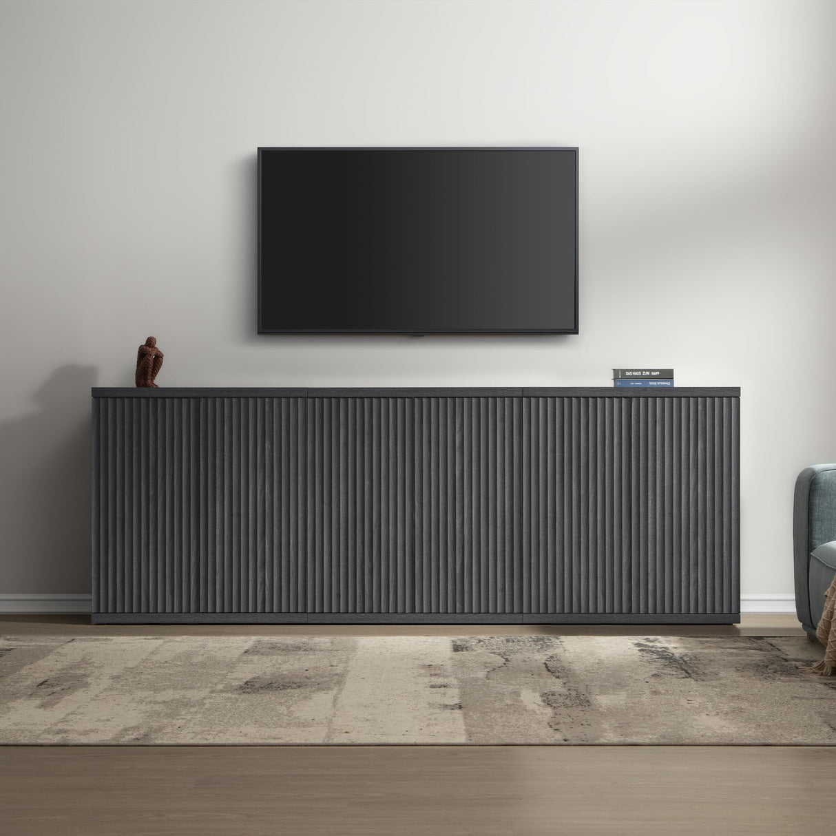 SICOTAS Buffet Cabinet with Storage Accent Sideboard Modern Credenza with Doors & Shelves Fluted Media Console Mid Century Coffee Bar Table for Living Room Kitchen Dining Room Hallway（2PCS） SICOTAS