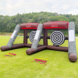 Dual Inflatable Axe Throwing Inflatable Ball Toss Target Dart Board with 24 Axes+16 Toss Ball+ 8 Soccer Balls for Interactive Sport Games, Double Darts for 2 Players WoodArtSupply
