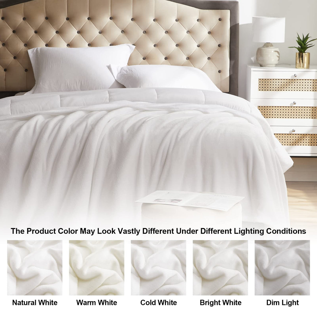 KMUSET Fleece Blanket Throw Size White Lightweight Super Soft Cozy Luxury Bed Blanket Microfiber KMUSET