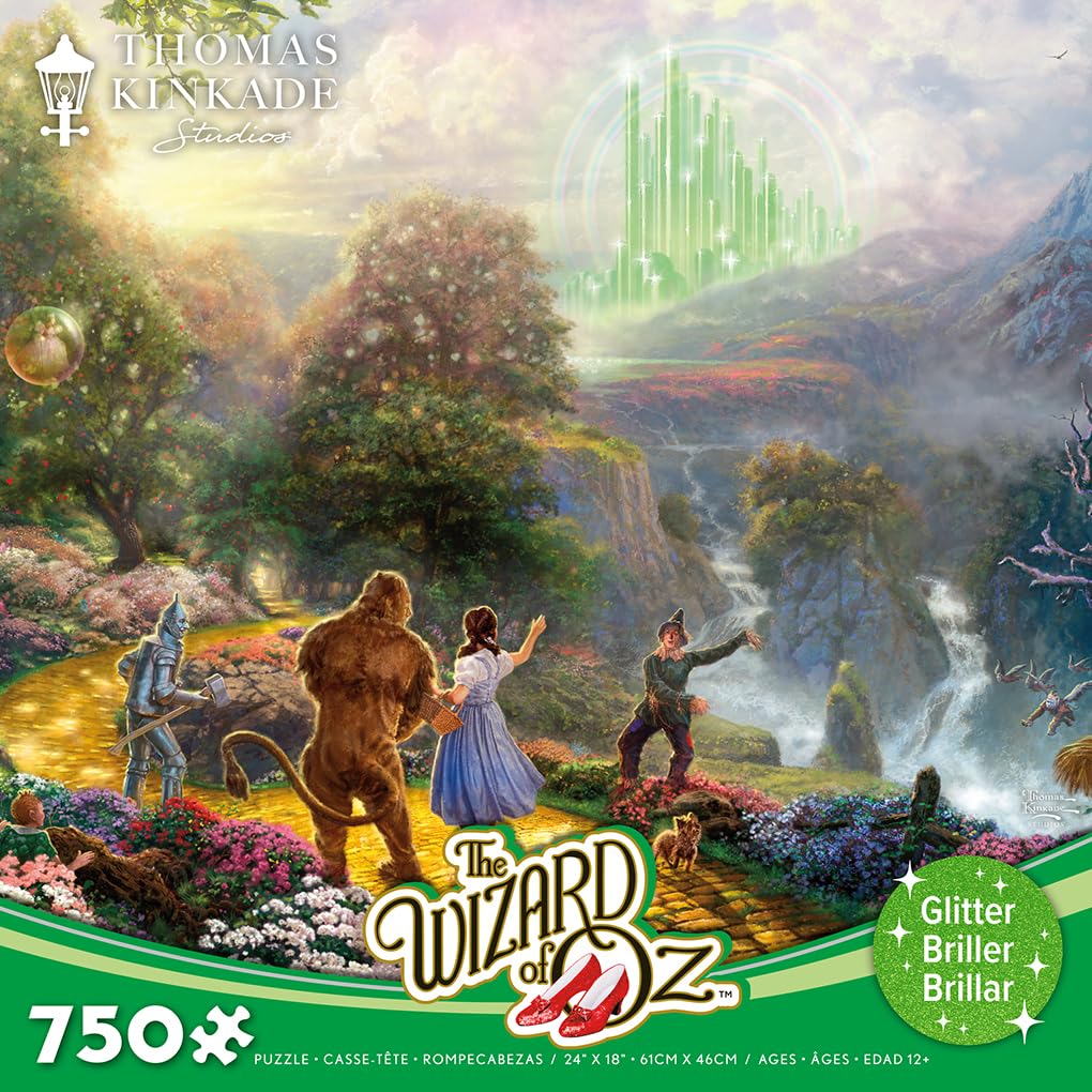 Ceaco - Thomas Kinkade - The Wizard of Oz - Dorothy Discovers Emerald City - 750 Piece Glitter Jigsaw Puzzle Ceaco