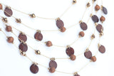 Firstmeet Handmade Multi-Layer Round Shell Wooden Beads Necklace with Earrings(XL-1101-Brown) Firstmeet