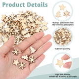 JJUNW 100Pcs Unfinished Wooden Stars Ornaments, Cutout Blank Wood Pieces Star, 0.59'' Small Wooden Stars for Crafts, Natural Wooden Cutouts Ornaments for Christmas Wedd (Christmas Tree Snowflake Star) JJUNW