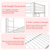 VECELO Bunk Bed Twin Over Twin, Metal Bunkbeds with Ladder and Full-Length Guardrail, No Box Spring Needed, Space Saving, Noise Free, White VECELO